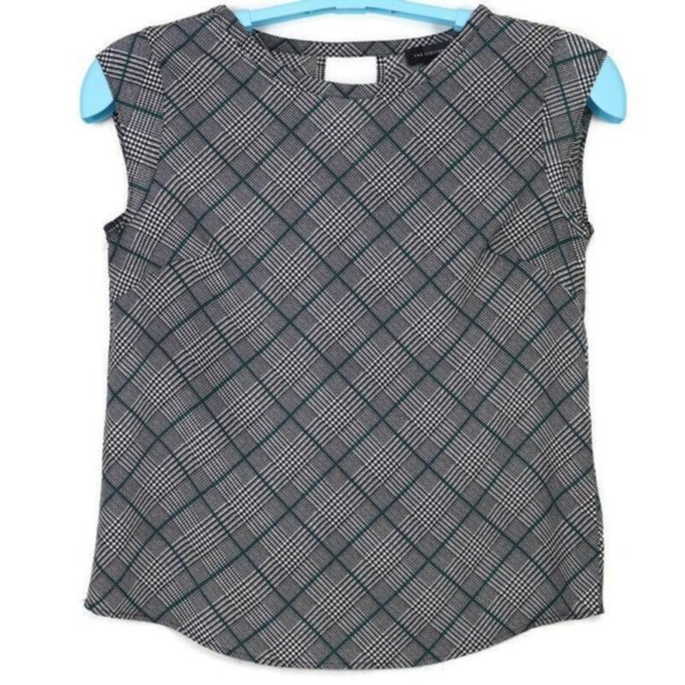 The Limited Shirt Top Blouse Black Teal White Sleeveless M Medium‎